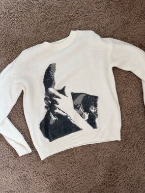 Frank Ocean Cream Graphic Crewneck Sweater with Black Accent